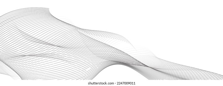 topographische Linien, abgerundete Linien. Dünner, scharfer abstrakter Vektorhintergrund. Kurve Welle nahtloses Muster. das Muster der grauen Linien. Abstrakter Hintergrund auf gekrümmten Linien