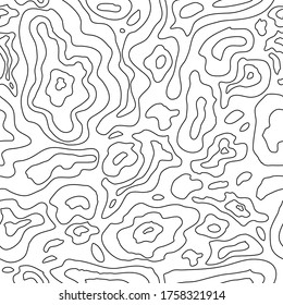 Topographic line seamless pattern. Hand drawn vector illustration. Good for fabric print, wrapping paper, wallpapers, cards.