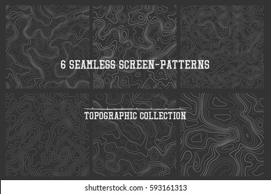 topographic lines seamless patterns vector collection, high quality tileable backgrounds