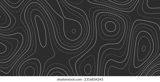 Topographische Karte. Abstrakter Hintergrund gekrümmter Linien. Berge. Vektorgrafik