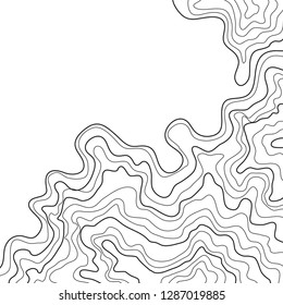 topographic map, abstract black lines isolated on white background, vector