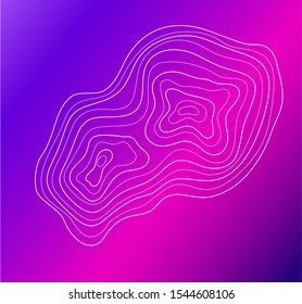 topographic map abstract elevation lines on pink background, vector illustration