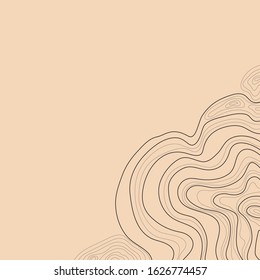 topographic map abstract elevation lines vector illustration isolated on a brown background