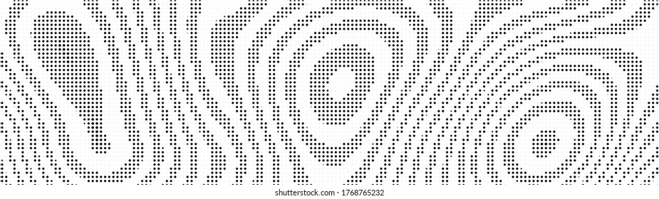Topographic map. Abstract gradient halftone background of black dots. Optical illusion. Abstract vector illustration.