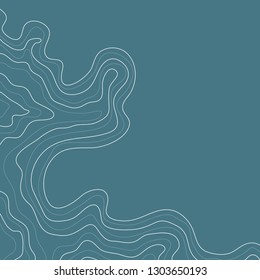 topographic map, abstract height lines on blue background vector