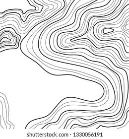 topographic map, abstract height lines, black on white background vector