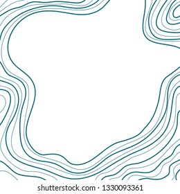 topographic map, abstract height lines, blue on white background vector