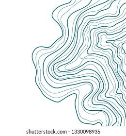 topographic map, abstract height lines, blue on white background vector
