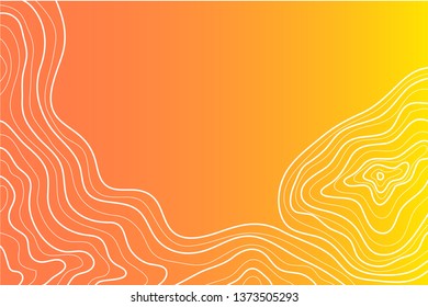 topographic map ,abstract height lines on orange background ,vector