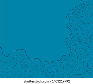 topographic map, abstract height lines on blue background ,vector