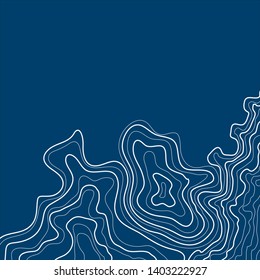 topographic map, abstract height lines on blue background ,vector