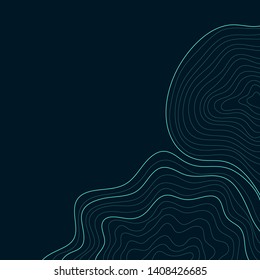 topographic map ,abstract height lines on dark background ,vector