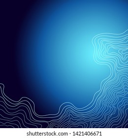 topographic map, abstract height lines , vector, on blue background