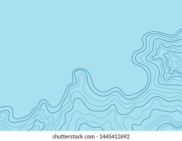 topographic map abstract height lines on blue background