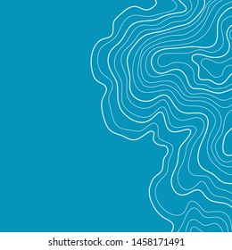 topographic map ,abstract height lines ,isolated on blue background ,vector