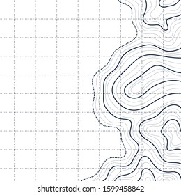 topographic map, abstract height lines on white background, vector