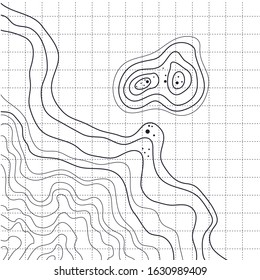topographic map, abstract height lines isolated on a white background, vector