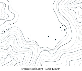 topographic map, abstract height lines, vector illustration isolated on white background