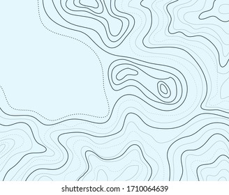 topographische Karte abstrakte Höhenlinien, Vektorillustration auf blauem Hintergrund
