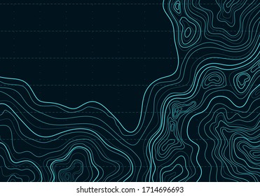 topographic map abstract height lines isolated on black background vector