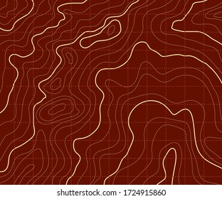 topographic map abstract height lines isolated on a brown background vector