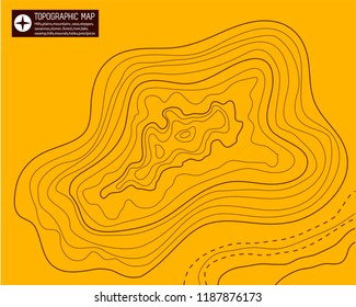 topographic map, abstract image of heights on yellow background vector