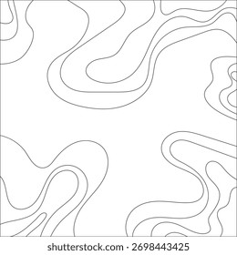 Topographic map, abstract line illustration on white background