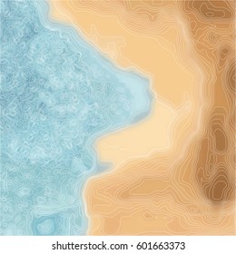 Topographic map. Abstract linear relief of the seaside. Stylized landscape. Abstract background. Color vector illustration.