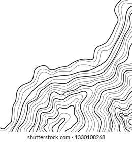 topographic map, abstract lines, black on white background vector