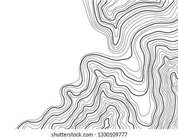 topographic map, abstract lines, black isolated on white background vector