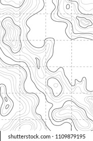 topographic map, abstract lines on white background, vector illustration