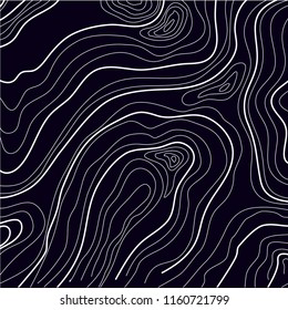 topographic map, abstract lines on black background