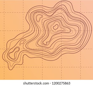topographic map, abstract lines on brown background vector