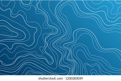 topographic map abstract lines on blue background vector