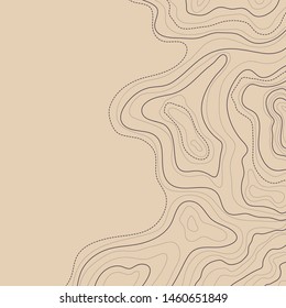 topographic map, abstract lines on brown background ,vector