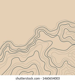 topographic map, abstract lines on brown background ,vector