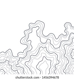 topographic map , abstract terrain elevation lines , isolated on white background , vector