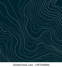 topographic map , abstract white height lines on dark background ,vector