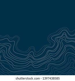 topographic map , abstract white height lines on dark background ,vector