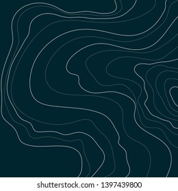topographic map , abstract white height lines on dark background ,vector