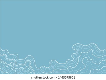 topographic map abstract white height lines on blue background