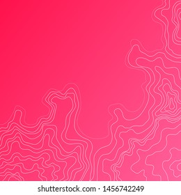 topographic map ,abstract white height lines on pink background ,vector