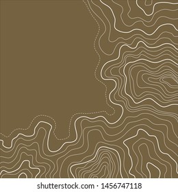 topographic map ,abstract white height lines on brown background ,vector