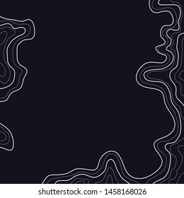 topographic map ,abstract white height lines ,isolated on black background ,vector