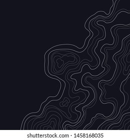 topographic map ,abstract white height lines ,isolated on black background ,vector