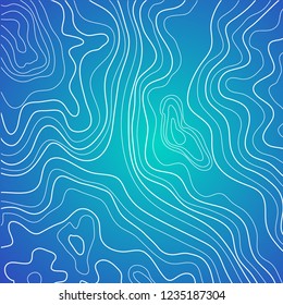 topographic map abstract white lines on blue background vector
