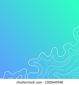 topographic map abstract white lines on blue background vector