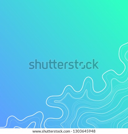 topographic map abstract white lines on blue background vector
