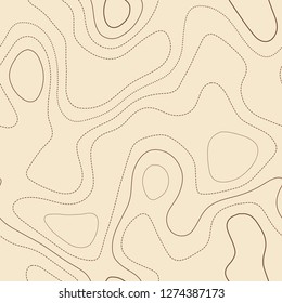 Topographic map. Actual topographic map. Seamless design, immaculate tileable isolines pattern. Vector illustration.