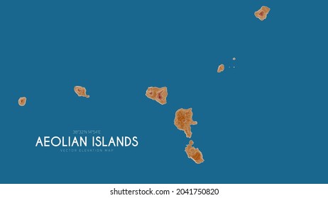 Topographic map of Aeolian islands, Italy. Vector detailed elevation map of island. Geographic elegant landscape outline poster.